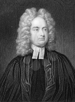 Jonathan Swift (1667-1745) on engraving from 1800s. Irish satirist, essayist, political pamphleteer, poet and cleric. Published by W.Mackenzie.