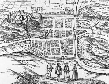 Plan of Edinburgh from a print of early 1600s on engraving from 1800s