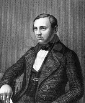 Adolph Gottlieb Ferdinand Schoder (1817-1852) on engraving from 1859. German politician. Engraved by Nordheim and published in Meyers Konversations-Lexikon, Germany,1859.