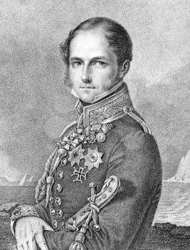 Leopold I of Belgium (1790-1865) on engraving from 1859. First king of the Belgians. Engraved by Vogel junior and published in Meyers Konversations-Lexikon, Germany,1859.