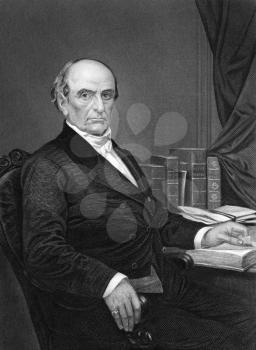 Daniel Webster (1782-1852) on engraving from 1873. Leading American statesman and senator. Engraved by unknown artist and published in ''Portrait Gallery of Eminent Men and Women with Biographies'',US