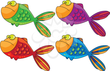 Royalty Free Clipart Image of a Group of Fish