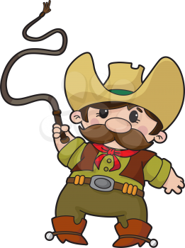 Royalty Free Clipart Image of a Cowboy With a Whip