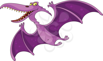 Royalty Free Clipart Image of a Purple Pterodactyl