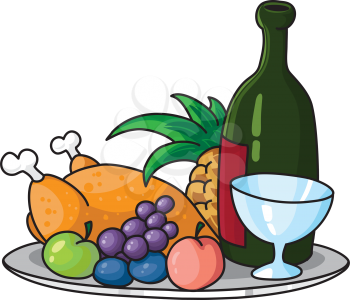 Royalty Free Clipart Image of a Tray of Food