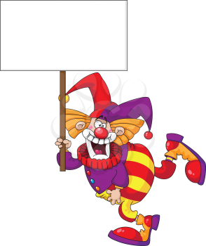 illustration of a clown holding a blank sign