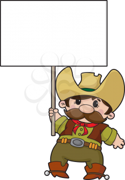 illustration of a cowboy with blank sign