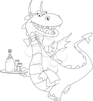 illustration of a dragon waiter