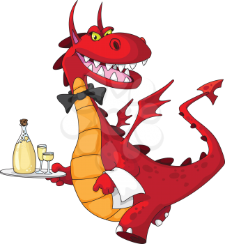 illustration of a dragon waiter
