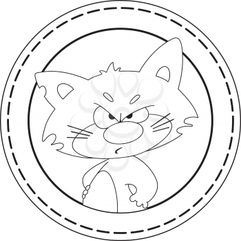 illustration of a angry cat banner circle outlined