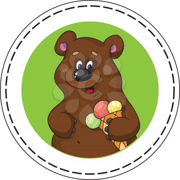 illustration of a bear and ice cream circle banner