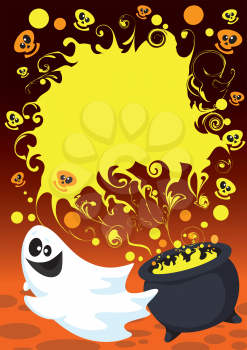 illustration of a Halloween ghost card