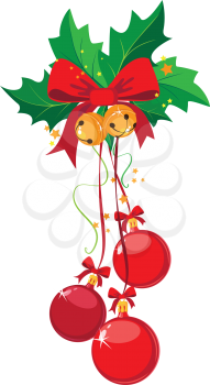illustration of a holly and Christmas ball