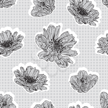 illustration of a seamless gray flowers