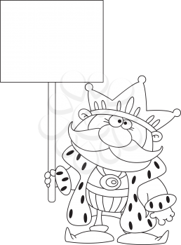 illustration of a king with blank sign outlined