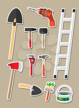 illustration of a set of tools sticker