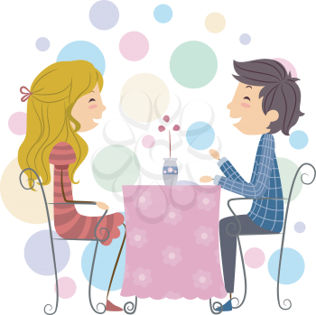 Royalty Free Clipart Image of a Couple on a Date