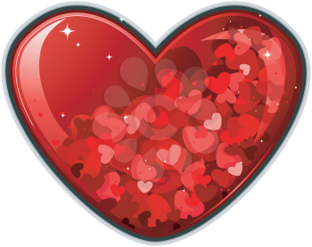 Royalty Free Clipart Image of a Red Heart With Tiny Red Hearts Inside
