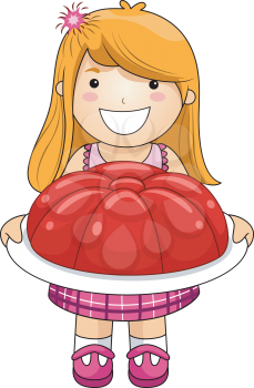 Royalty Free Clipart Image of a Girl With a Jelly Mold
