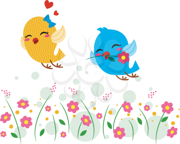 Royalty Free Clipart Image of a Lovebirds