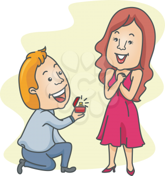 Royalty Free Clipart Image of a Man Proposing