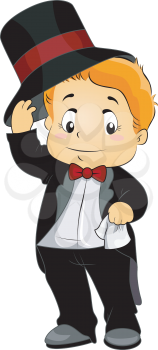 Royalty Free Clipart Image of a Young Boy in a Tuxedo