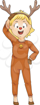 Royalty Free Clipart Image of a Little Girl in a Reindeer Costume