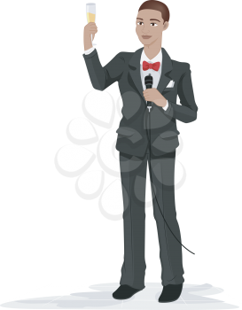 Royalty Free Clipart Image of a Man Proposing a Toast at a Wedding