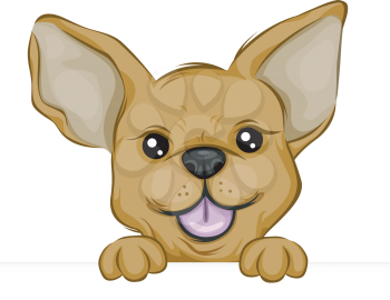 Royalty Free Clipart Image of a Chihuahua With Its Paws on a Board