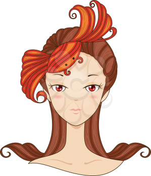 Royalty Free Clipart Image of a Girl With a Crab in Her Hair