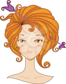Royalty Free Clipart Image of a Girl With an Arrow in Her Hair