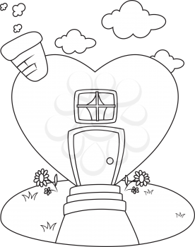 Royalty Free Clipart Image of a Heart Shaped House