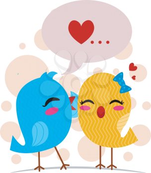 Illustration of a Lovebird Whispering Sweet Nothings