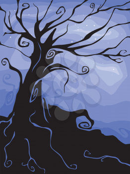 Royalty Free Clipart Image of a Spooky Tree