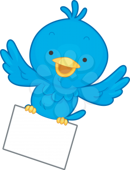 Royalty Free Clipart Image of a Bluebird With a White Paper