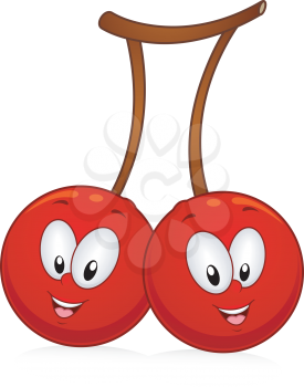 Royalty Free Clipart Image of a Pair of Cherries