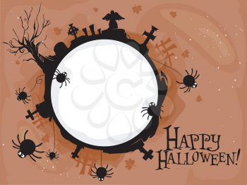 Royalty Free Clipart Image of a Happy Halloween Frame Greeting