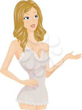 Royalty Free Clipart Image of a Girl in Lingerie