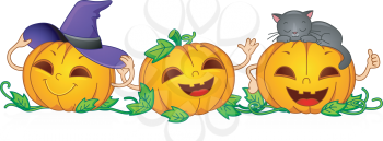 Royalty Free Clipart Image of a Jack-o-Lantern Family
