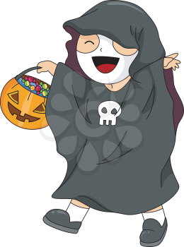 Royalty Free Clipart Image of a Child Trick Or Treating