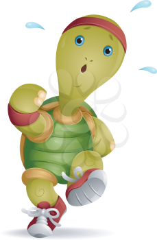 Royalty Free Clipart Image of a Running Turtle