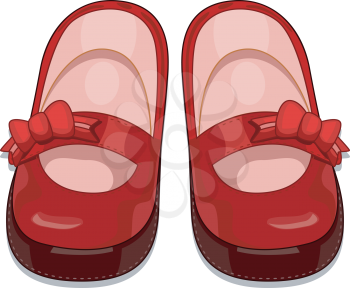 Royalty Free Clipart Image of a Pair of Little Girl's Red Shoes