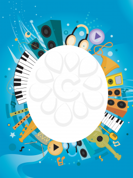 Royalty Free Clipart Image of a Frame With Musical Instruments