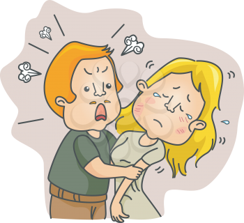 Royalty Free Clipart Image of a Woman Being Abused By a Man
