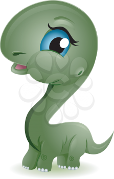 Royalty Free Clipart Image of a Brontosaurus With Big Blue Eyes