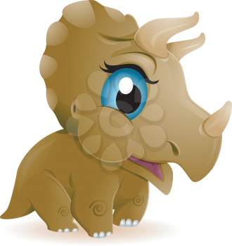 Royalty Free Clipart Image of a Baby Triceratops With Blue Eyes