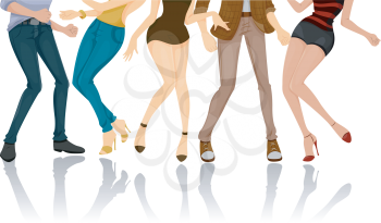 Royalty Free Clipart Image of the Legs of Dancing People