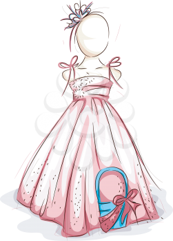 Royalty Free Clipart Image of a Sketch of a Flower Girl's Dress