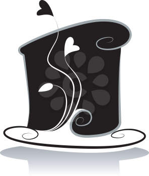 Royalty Free Clipart Image of a Black and White Wedding Cake