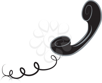 Royalty Free Clipart Image of a Phone Receiver and Cord